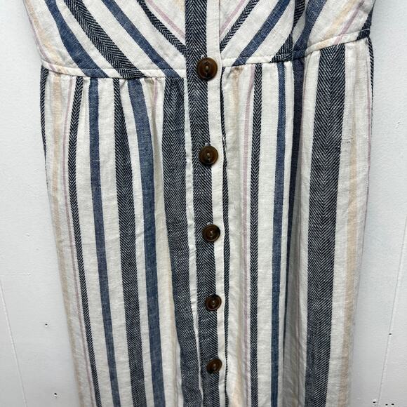 Universal Thread Womens Dress Medium Linen Blend Midi Lagenlook Beachy Nautical - Picture 5 of 13